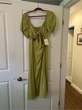 Olive Green Tie-Front Midi Dress NWT show me your mumu
